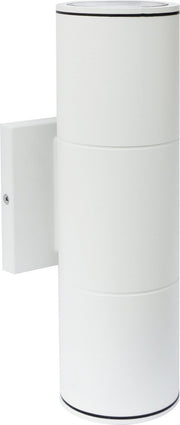 2-Light Large LED Outdoor Cylinder Wall Sconce in White