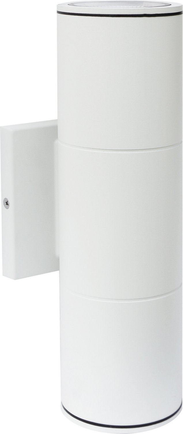 2-Light Large LED Outdoor Cylinder Wall Sconce in White