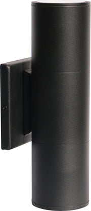 2-Light Large LED Outdoor Cylinder Wall Sconce in Black