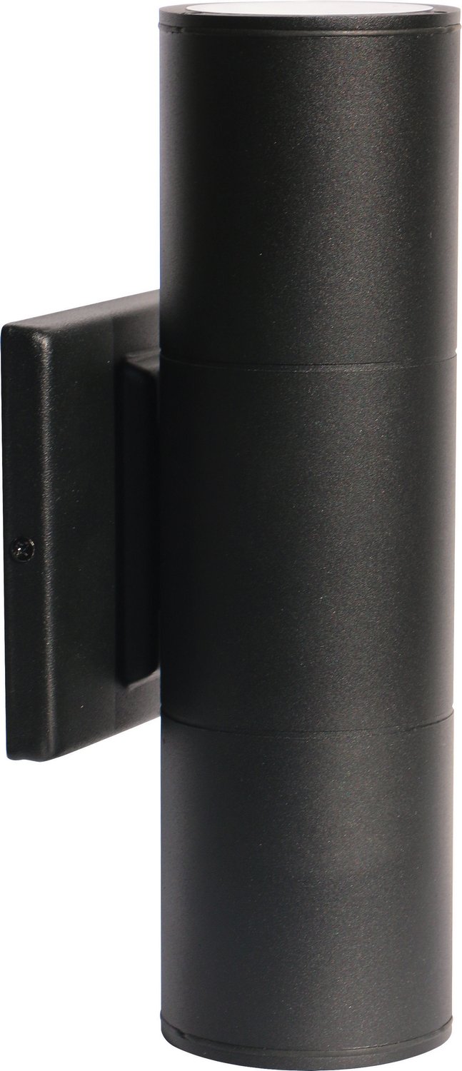 2-Light Large LED Outdoor Cylinder Wall Sconce in Black