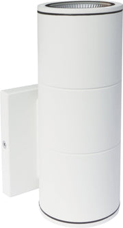 2-Light Medium LED Outdoor Cylinder Wall Sconce in White