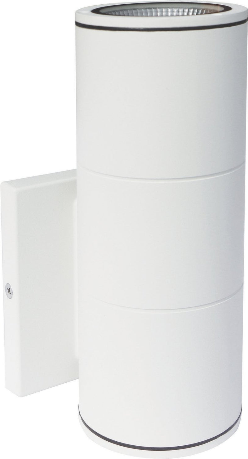 2-Light Medium LED Outdoor Cylinder Wall Sconce in White