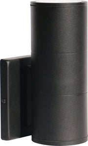 2-Light Medium LED Outdoor Cylinder Wall Sconce in Black