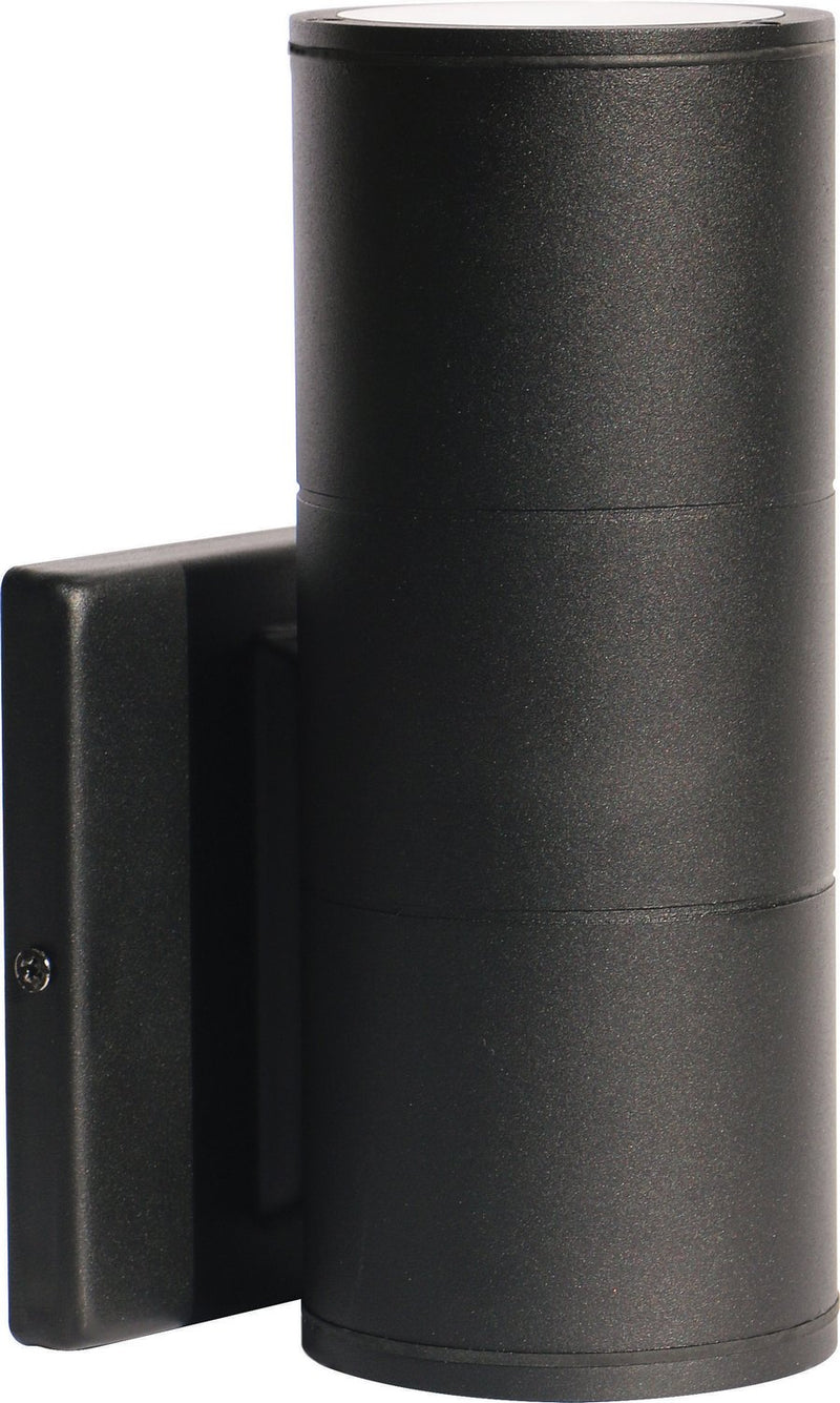 2-Light Medium LED Outdoor Cylinder Wall Sconce in Black