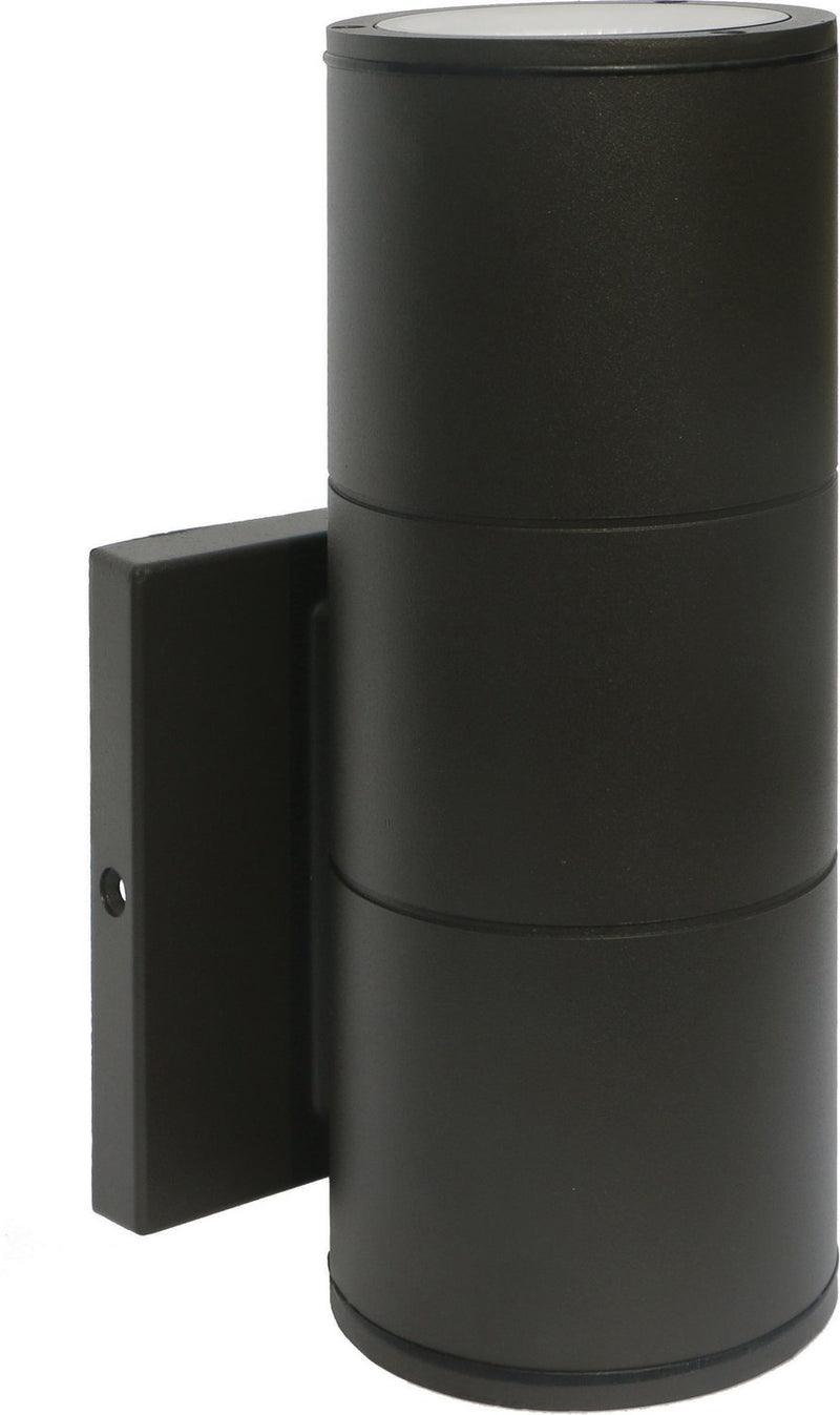 2-Light Medium LED Outdoor Cylinder Wall Sconce in Bronze