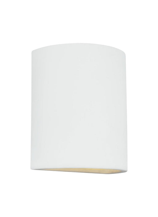 Paintable Ceramic Sconces Half-Cylinder Outdoor Wall Lantern in Unfinished Ceramic