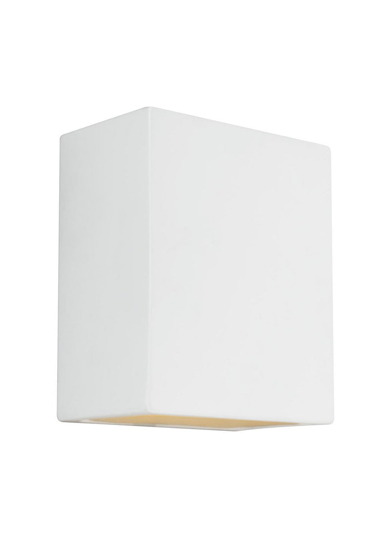 Paintable Ceramic Sconces Rectangular Outdoor Wall Lantern in Unfinished Ceramic