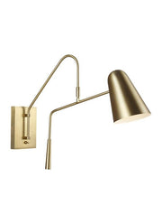 Simon Swing Arm Wall Lamp in Burnished Brass
