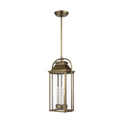 Wellsworth 3-Light Outdoor Lantern Pendant in Painted Distressed Brass
