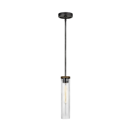 Angelo Tall Pendant in Distressed Weathered Oak / Slate Grey Metal