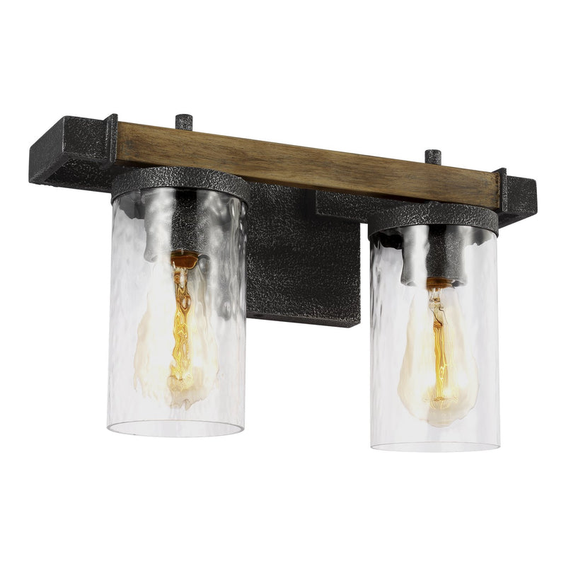 Angelo 2-Light Bath Vanity Light in Distressed Weathered Oak / Slate Grey Metal