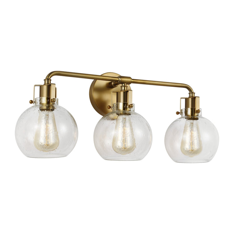 Clara 3-Light Bath Vanity Light in Burnished Brass