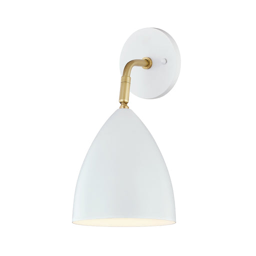 Gia 1 Light Wall Sconce in Aged Brass/White