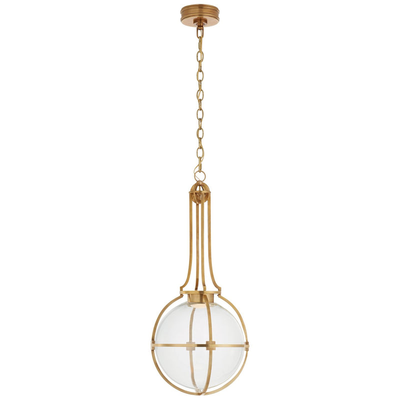 Gracie Medium Captured Globe Pendant in Antique-Burnished Brass