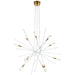 Stellar LED Chandelier in Matte White and Antique Brass
