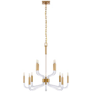 Reagan 12 Light Chandelier in Antique-Burnished Brass and Crystal