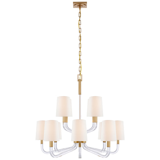 Reagan 12 Light Chandelier in Antique-Burnished Brass and Crystal