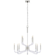 Reagan 12 Light Chandelier in Polished Nickel and Crystal