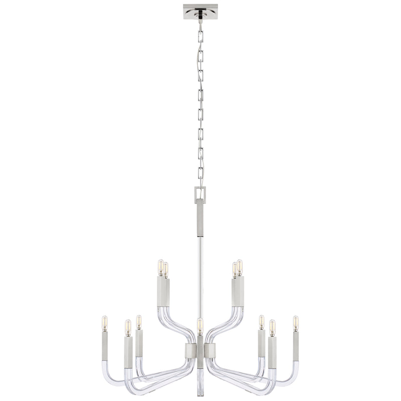 Reagan 12 Light Chandelier in Polished Nickel and Crystal