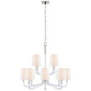 Reagan 12 Light Chandelier in Polished Nickel and Crystal