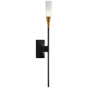 Stellar Single Tail Wall Sconce in Matte Black and Antique Brass