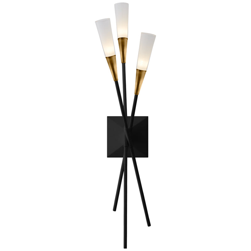 Stellar LED Wall Sconce in Matte Black and Antique Brass
