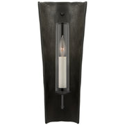 Downey One Light Wall Sconce in Stained Black Metallic and Aged Iron