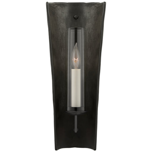 Downey One Light Wall Sconce in Stained Black Metallic and Aged Iron