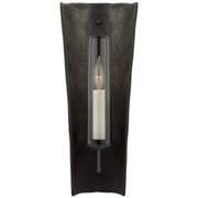 Downey Medium Reflector Wall Sconce in Stained Black Metallic and Aged Iron