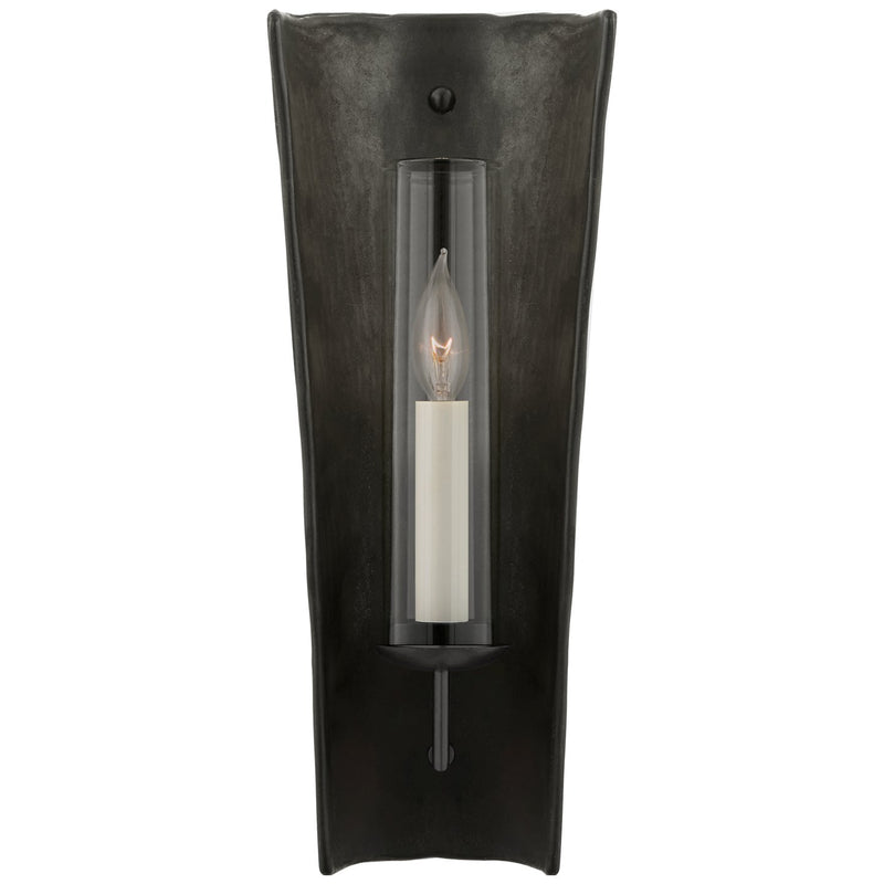 Downey Medium Reflector Wall Sconce in Stained Black Metallic and Aged Iron