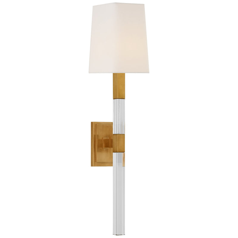 Reagan Medium Tail Wall Sconce in Antique-Burnished Brass and Crystal