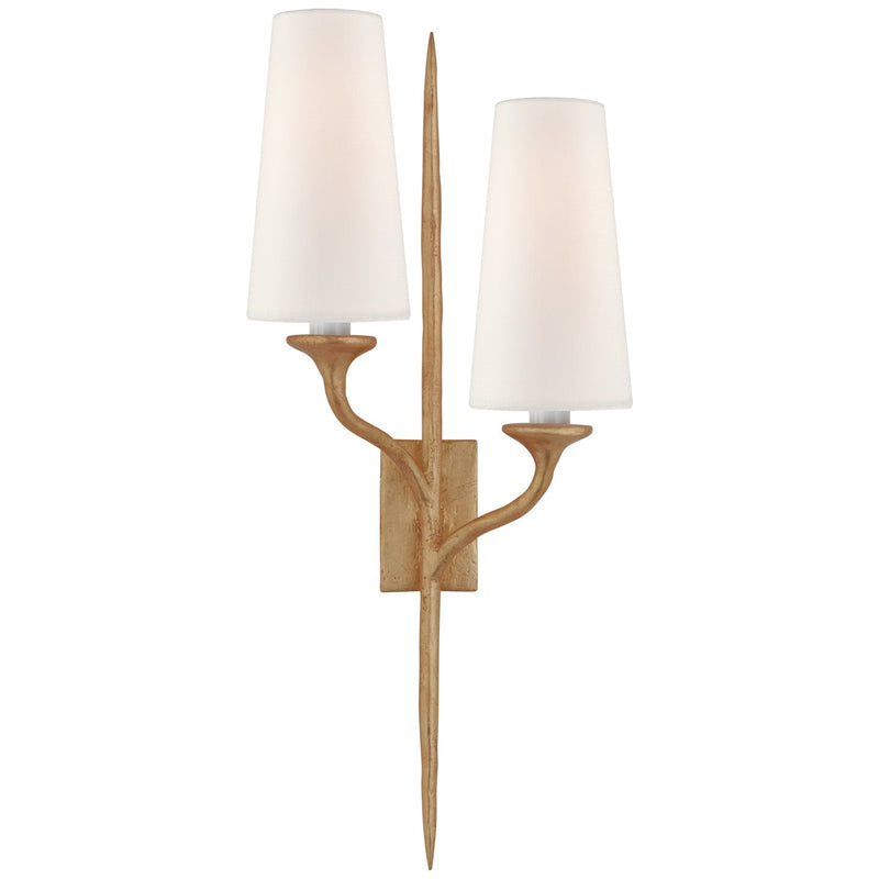 Iberia Double Left 2-Light Wall Sconce in Antique Gold Leaf