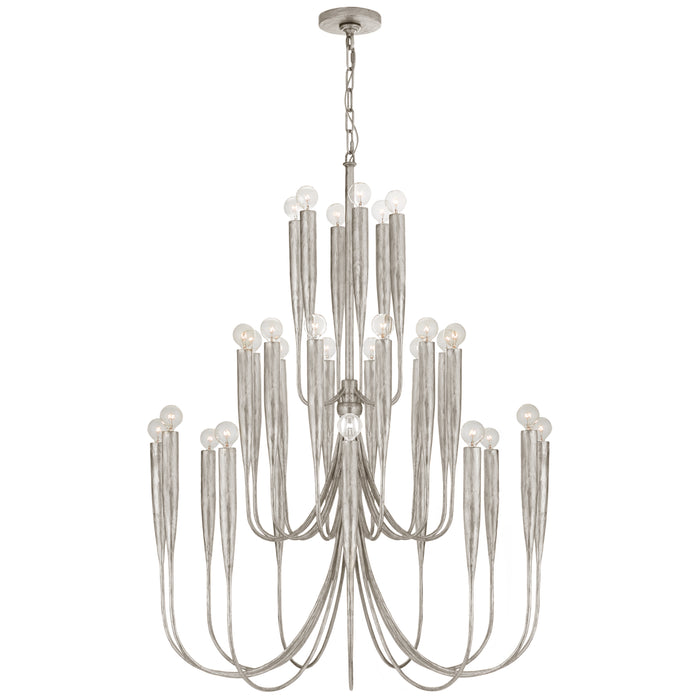 Acadia 30 Light Chandelier in Burnished Silver Leaf