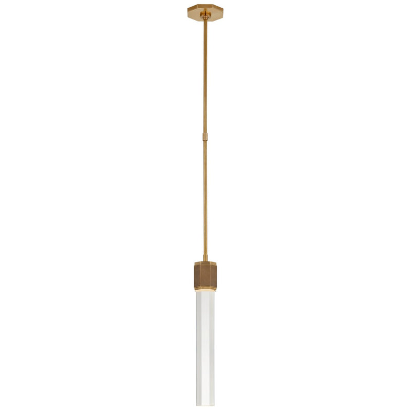 Fascio Single Crystal Mini Pendant in Hand-Rubbed Antique Brass