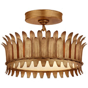 Leslie 12" 2-Light Semi-Flush Mount in Gilded Iron