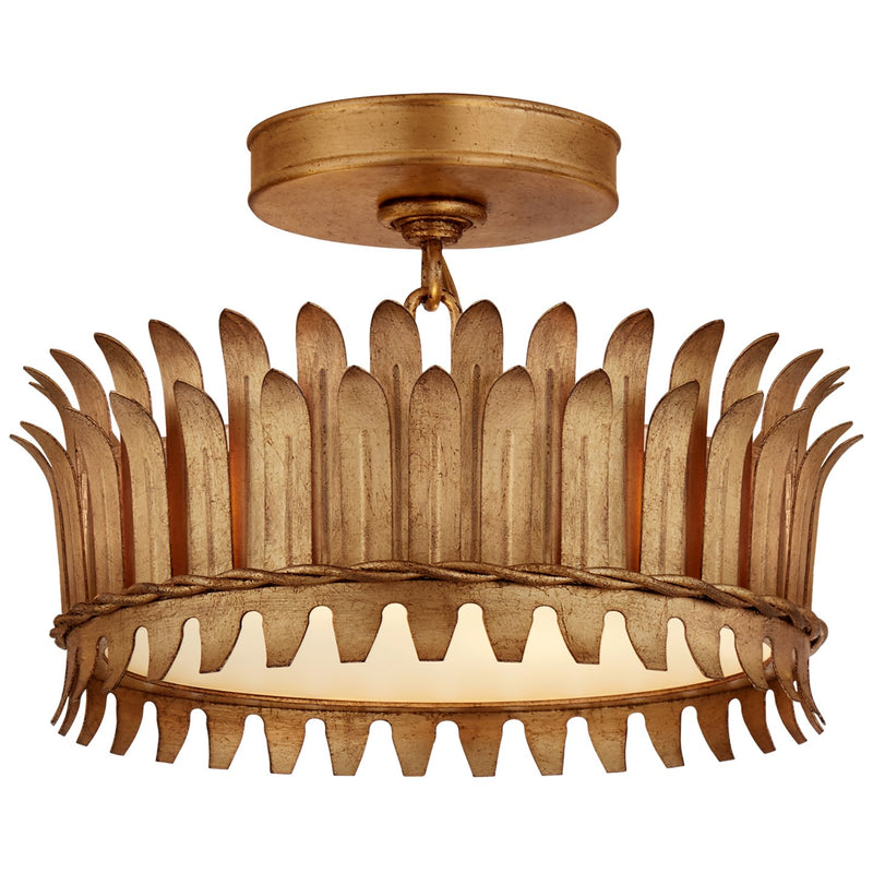 Leslie 12" 2-Light Semi-Flush Mount in Gilded Iron