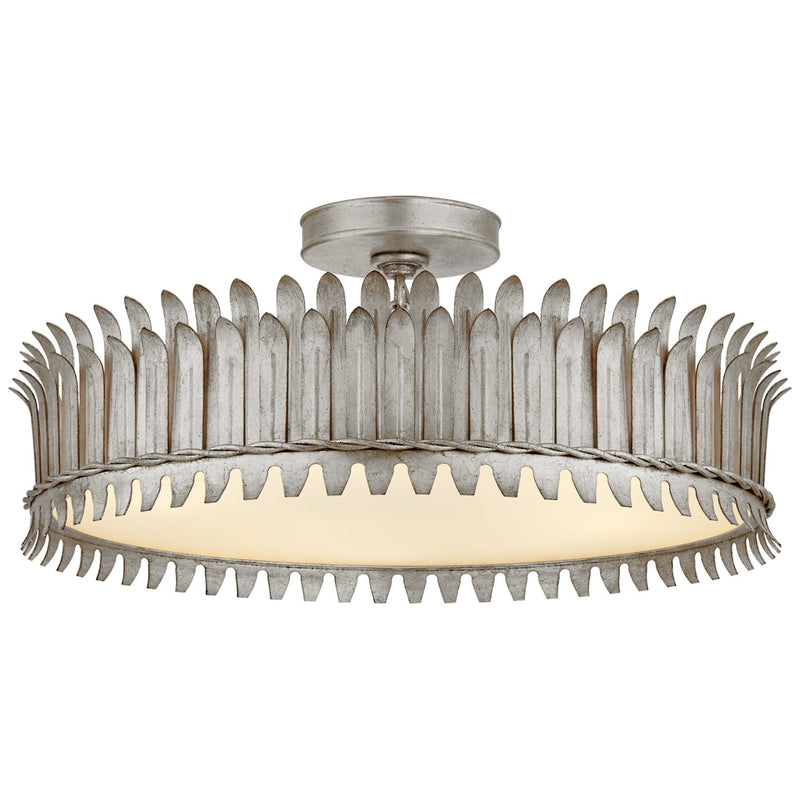 Leslie 21" 5-Light Semi-Flush Mount in Burnished Silver Leaf