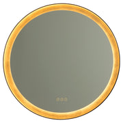 Dorato 30" Round LED Mirror in Gold Leaf