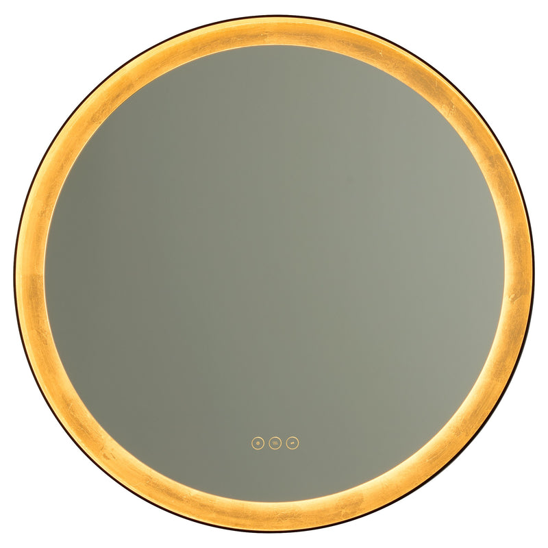 Dorato 30" Round LED Mirror in Gold Leaf