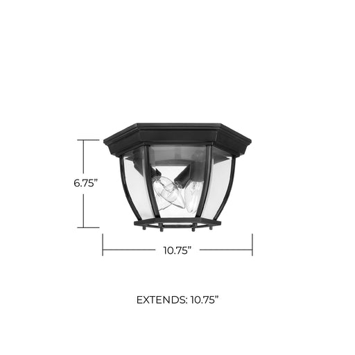 3-Light Beveled Glass Outdoor Flush Mount in Black