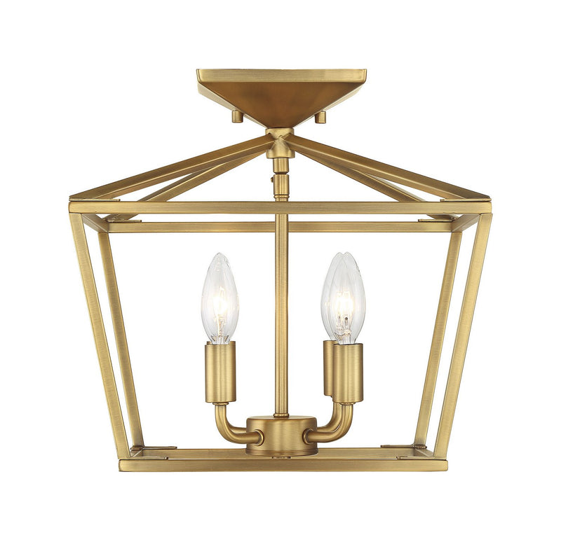 Townsend 4-Light Semi-Flush Mount in Warm Brass