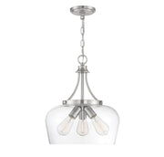 Octave 3-Light Clear Glass Pendant in Satin Nickel