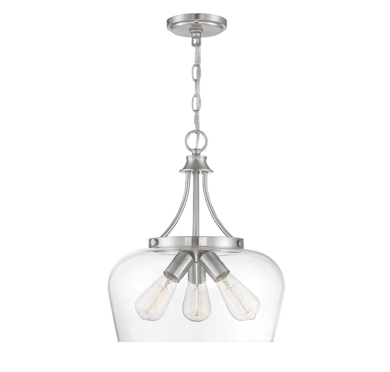 Octave 3-Light Clear Glass Pendant in Satin Nickel