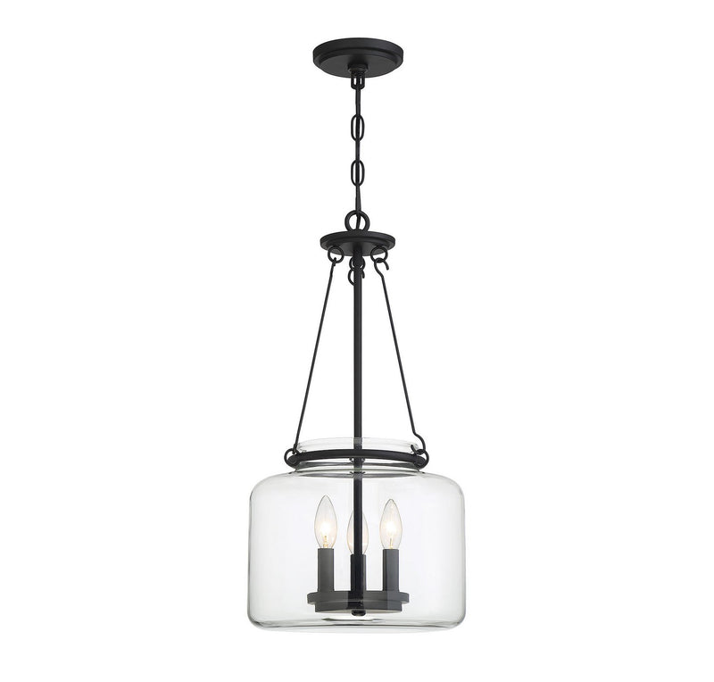 Akron 3-Light Pendant in Matte Black