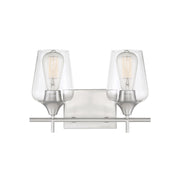Octave 2-Light Clear Glass Bath Vanity Light in Satin Nickel