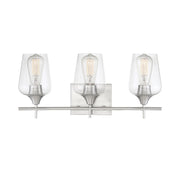 Octave 3-Light Clear Glass Bath Vanity Light in Satin Nickel