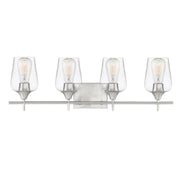 Octave 4-Light Clear Glass Bath Vanity Light in Satin Nickel