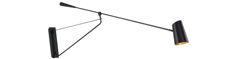 Stylus Large Swing Arm Wall Lamp in Black & Gold