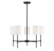 Fabric Shade 25" 5-Light Chandelier in Matte Black