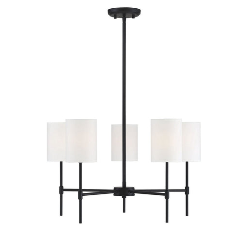 Fabric Shade 25" 5-Light Chandelier in Matte Black